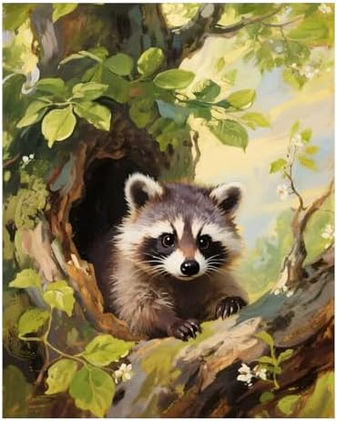 Reivworl Raccoon Paint by Numbers Kit for Adults, Raccoon Paint by Number for Adult, Painting by Number Kits for Gifts and Wall Decor 16x20Inch by Reivworl