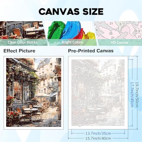 PHANTASYART 2 Pack Cafe Paint by Numbers Kit for Adults 16x20inch - Image 4