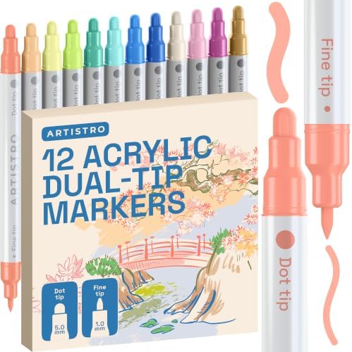 ARTISTRO Pastel Dual-Tip Acrylic Paint Marker Pens - Set of 12 by ARTISTRO