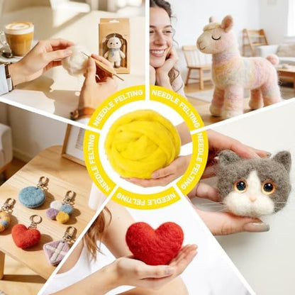 3.4oz Needle Felting Wool Cartoon Yellow for DIY Needle Craft Enthusiasts - Image 3