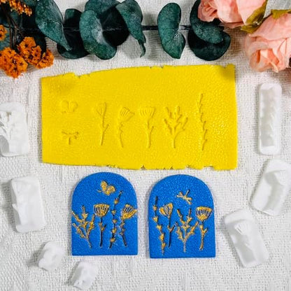 Xaekicr Polymer Clay Molds Nature Garden Set – 7PCS Botanical and Insect Texture Clay Molds for Polymer Clay Jewelry, Floral Clay Tools for Earrings, Crafts and Nature-Inspired Designs - Image 2