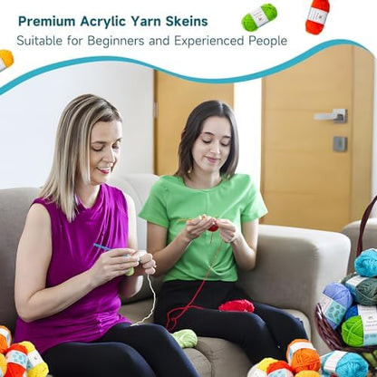 Inscraft 52 Acrylic Yarn Skeins, 1820 Yards 52 Colors, 2 Crochet Hooks, 2 Weaving Needles, 10 Stitch Markers, 1 Bag, for Crocheting & Knitting, Gift Beginners and Adults - Image 6