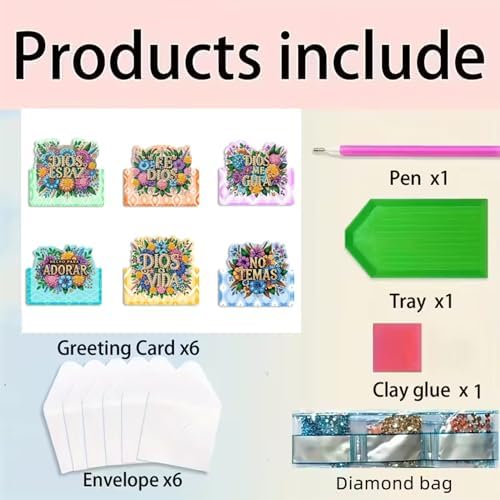 6 pack 3D Jesus Diamond Painting Greeting Cards Kit, Diamond Art Birthday Cards with Envelopes,DIY Thank You Card Making Craft for Adults,Handmade Greeting Card Supplies Gift Idea (Jesus) - Image 4