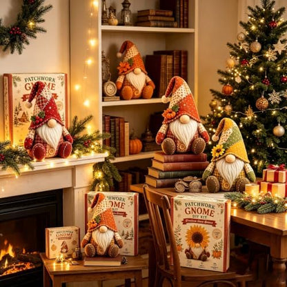 DIY Patchwork Gnome Kit, Christmas Cozy Gnome Sewing Craft Set, DIY Craft Set with Yarn & Tools for Adults & Beginners, Handmade Decor Ornament Gift & Home Decor for Craft Lovers (Orange) - Image 5