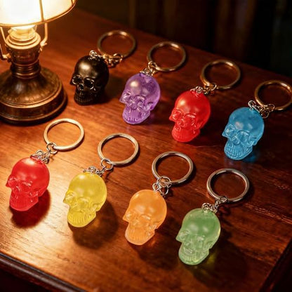 8 Pcs Skull Silicone Molds, 3D Skull Resin Molds with Key Ring Accessory, Halloween Skeleton Head Candle Mold for DIY Keychain, Bracelet, Pendant, Halloween Decor - Image 4