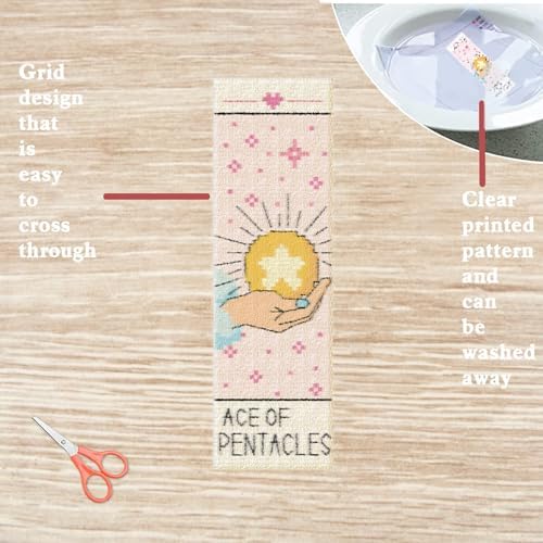FREEBLOSS 6 Set Cross Stitch Bookmark Kit Stamped Cross Stitch Kit Tarot Cards Theme Embroidery Set with Instruction for Adults 8''*2.4'' - Image 3
