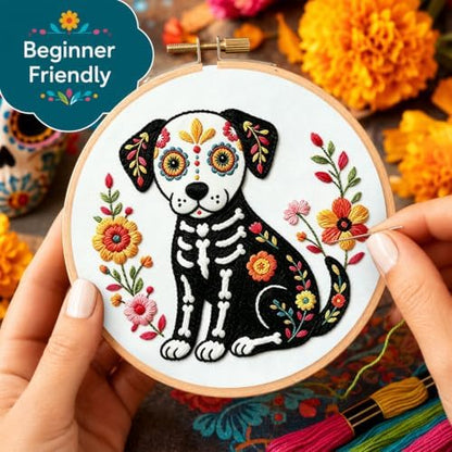 Nuberlic 3 Pack Sugar Skull Embroidery Kit for Beginners, Day of the Dead - Image 6