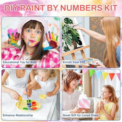 ICYANART 4 Pack Plant Paint by Numbers kit for Adults with Frame and Wooden - Image 5