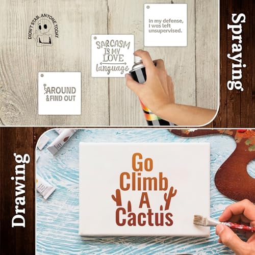 40pcs Stencils for Crafts Reusable, Funny Sarcastic Wood Burning Stencils - Image 6