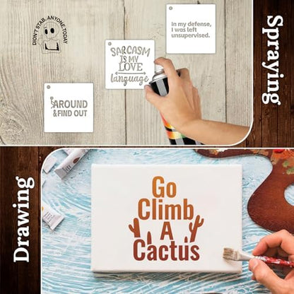 40pcs Stencils for Crafts Reusable, Funny Sarcastic Wood Burning Stencils - Image 6