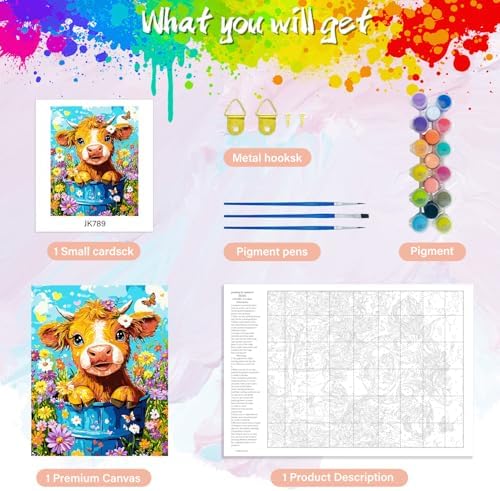 Yunnuo Cow Paint by Numbers Kit for Adults,Highland Cow Flowers Paint by Number Canvas,Acrylic Simple Painting by Numbers for Adults Beginners,Perfect for Home Wall Decor and Gifts(19.7x15.7 inches) - Image 6
