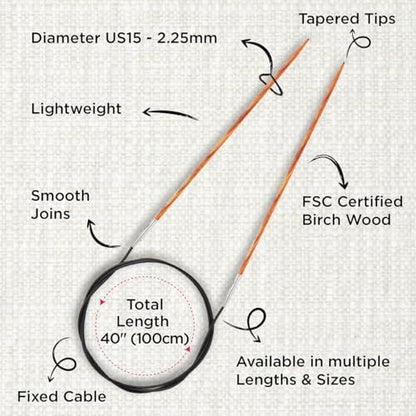 KnitPro Dreamz Fixed Circular Needles 40" (100cm) | US Size 1 (2.25mm) - Image 3