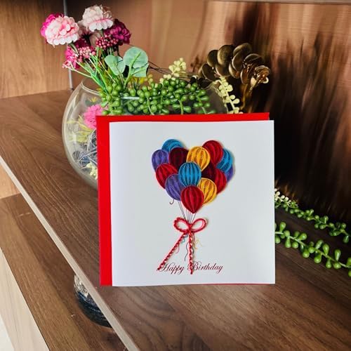 Quilling Cards, handmade card, quilled cards with Dedicated Paper, quilling birthday cards for women or all occasions: Mother's day, Greeting card, Birthday... daisy bouquet (Flowers with dragonfly) (Flying heart) - Image 6