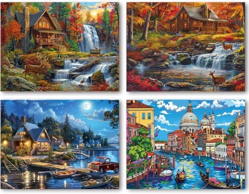 DOTSOPS 4 Pcs Landscape City Diamond Painting Kits Art Adults Painting Kit by DOTSOPS