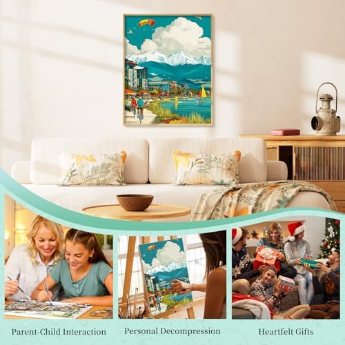 Paint by Numbers Kit for Adults, Mountain Lake DIY Painting Kit, 16x20 Inch - Image 7