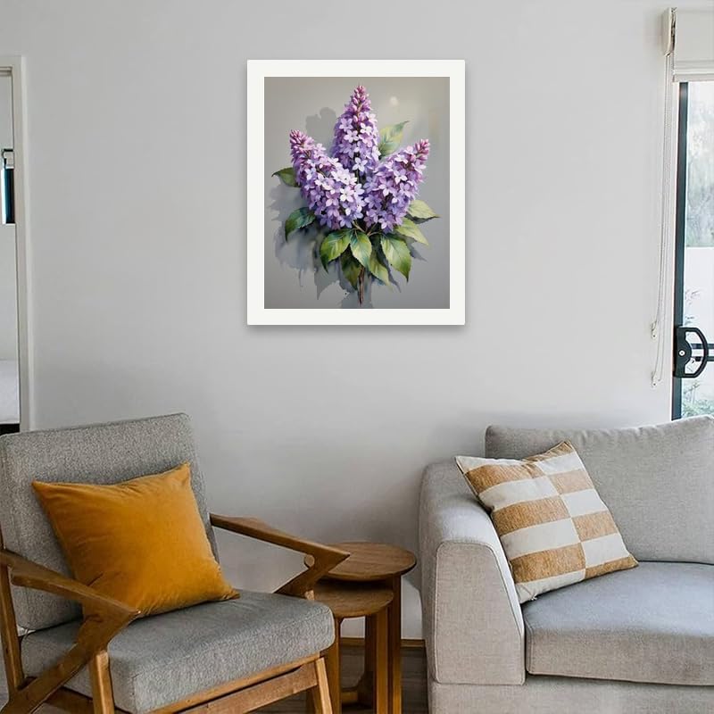 Botanical Art Paint by Numbers Kit for Adults - DIY Lilac Floral Cluster Painting on Canvas 16x20 Inches, Acrylic Paint Set, Suitable for Beginners, Art for Home Decoration or Gifts - Image 4