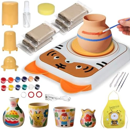 Pottery Wheel for Kids, Pottery Kit with Air Dry Clay, Arts & Crafts Toy by YOOIU