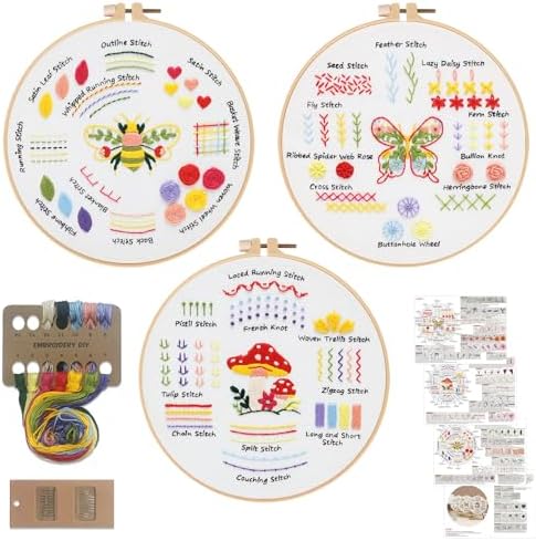 Louise Maelys 3 Pack Embroidery Kit for Beginners Learn Basic Stitches DIY by LouiseMaelys