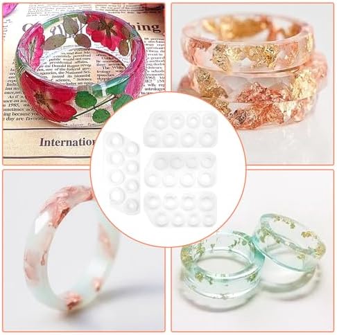 4 Pcs Resin Ring Molds,Silicone Resin Rings Making Kit,Round Pendant Jewelry Casting Mold for DIY Earrings Necklace Pendants Keyrings Crafts Decorations Making (8 Different Sizes) - Image 6