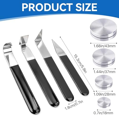 Supkirr 4 Pcs Metal Clay Carving Knife, Pottery Clay Sculpture Tools Set with 4 Throwing Trimming Spinner Tools, Stainless Pottery Trimming Knifes for Engraving, Styling Pottery, Shaping and Sculpture - Image 3
