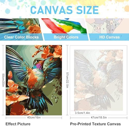 Paint by Numbers Kit for Adults, Hummingbird Acrylic Canvas Painting Set - Image 2