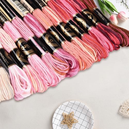 12 Skeins 105 Yards Variegated Cross Stitch Floss Friendship Bracelet String 6 Ply Polyester Colorful Gradient Red Embroidery Thread for Sewing Making Needlecraft Knitting Clothes Stitching - Image 3