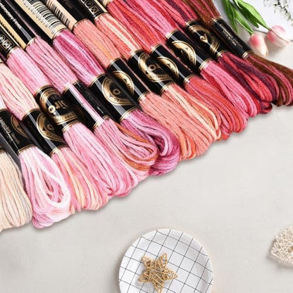 12 Skeins 105 Yards Variegated Cross Stitch Floss Friendship Bracelet String 6 Ply Polyester Colorful Gradient Red Embroidery Thread for Sewing Making Needlecraft Knitting Clothes Stitching - Image 3