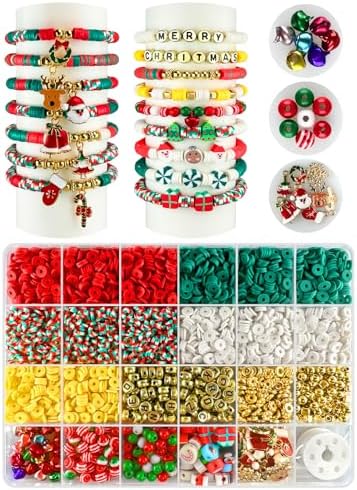 ClaBead 3200 pcs Christmas Beads for Bracelet Jewelry Making Kit, Christmas Decorations Charms Bracelet Making Kit for Jewelry Making, Varieties of Charms Jewelry Making Arts Crafts DIY Gifts by ClaBead