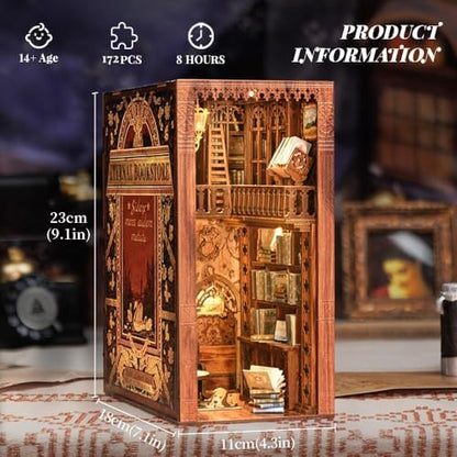 Fsolis Book Nook Kit, 3D Wooden Puzzles for Adults (Eternal Bookstore) - Image 6