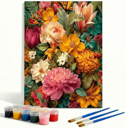 Amphol Paint by Numbers Kit for Adults - DIY Floral Symphony Paint by Numbers on Unframed 16”x20” Canvas, Oil Painting by Number Kit for Home Wall Decor, Stress Relief with Complete Acrylic Paint Set by Amphol
