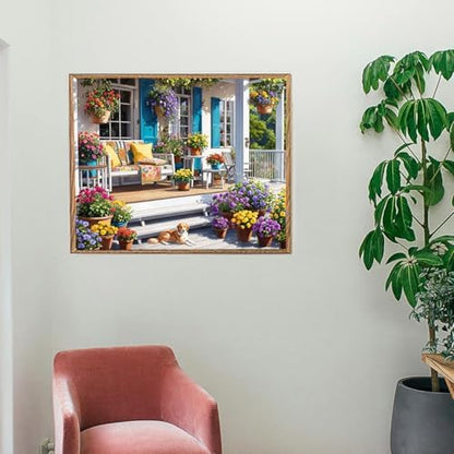 Flower House Paint By Numbers Kit For Adults Garden Adult Paint By Number Kits On Canvas Yard Art Oil Painting Kit For Beginners Adults' Paint-By-Number Kits For Gift Home Wall Decor 16x20 Inch - Image 4