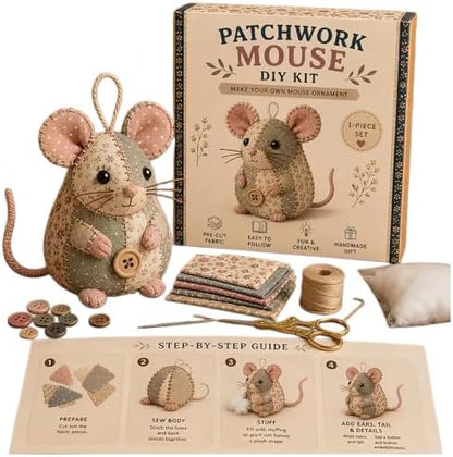 WEERSHUN Handcrafted Vintage Mouse Plush Sewing Kit, Handmade Craft Set, Cute Stuffed Mouse Ornament for Beginners Holiday & Birthday Gift, Fun Felt Craft, Helps Develop Fine Motor Skills (#B) by WEERSHUN
