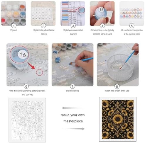 Bozfoxa Paint by Numbers Kit for Adults Beginner Golden Sunflower - Image 4