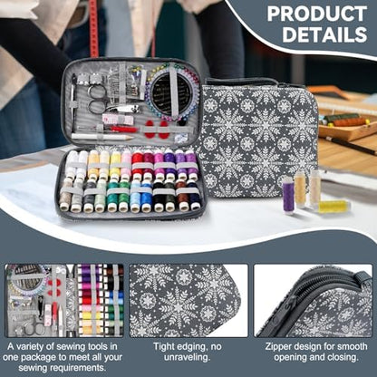 Sewing Kit for Adults,126PCS Needle and Thread Kit for Sewing,Professional Sewing Supplies Accessories for Adults, Travel Sewing Kit for Emergency, Home (Gray) - Image 7