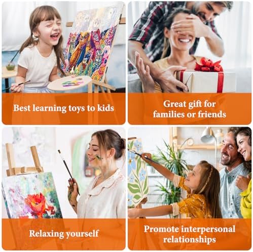 4 Pack Framed Paint by Numbers Kit for Adults Flowers with Wooden Easel - Image 6