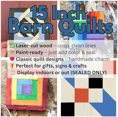 Barn Quilt Kit to Paint, Set of 4, 15 in, Farmhouse Wall Art DIY - Image 5