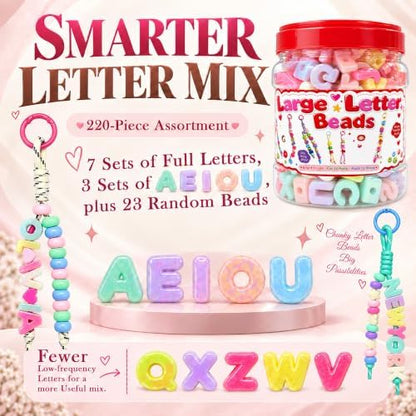 Kasmena 420Pcs Chunky Large Letter Beads DIY Keychain & Bracelet Making Kit - Image 6