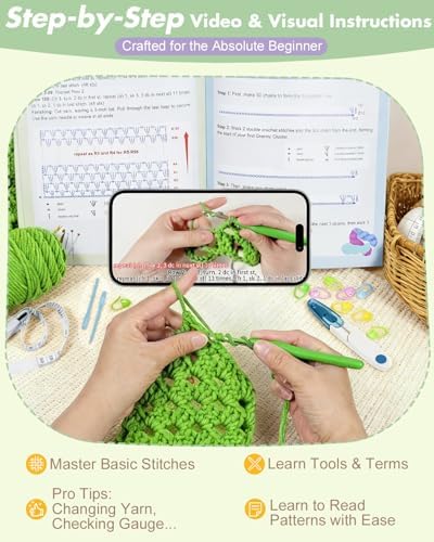 Arborthread Crochet Kit for Beginners, Easy All-Season Pocket Shawl Green - Image 2