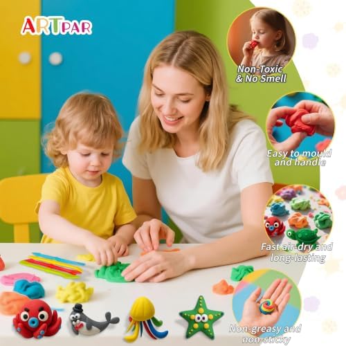 ARTPAR Air Dry Clay Kit for Kids,12 Marine Animals‌ Modeling Magic Clay Set - Image 3