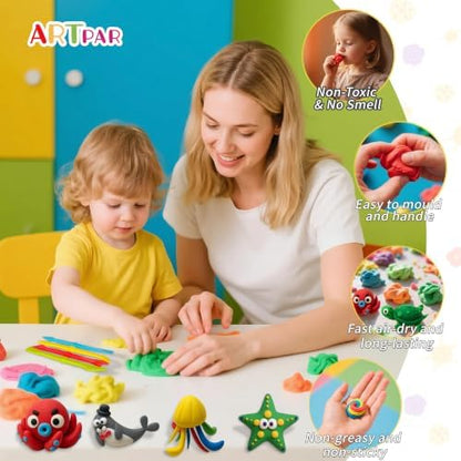 ARTPAR Air Dry Clay Kit for Kids,12 Marine Animals‌ Modeling Magic Clay Set - Image 3