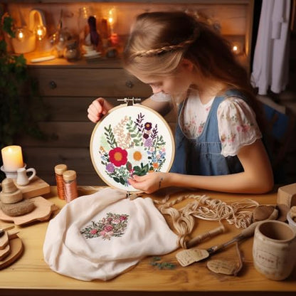 Bonroy 4 Sets Embroidery Kit for Beginners with Instructions,Cross Stitch Kits for Adults with Pattern,Needlepoint Kits for Adult Include Embroidery Cloth Hoops Needles Threads - Image 5