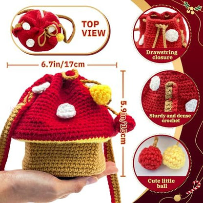 SGIBYN Crochet Kit for Beginners with Video - Mushroom Crossbody Purse Bag - Image 5