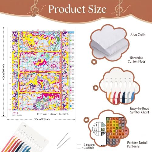 Cat Animals Scenery Stamped Cross Stitch Kits for Beginner 12x16 Inch - Image 6