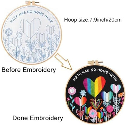 Louise Maelys LGBT Love Embroidery Kit for Beginners, Flower Pattern - Image 3