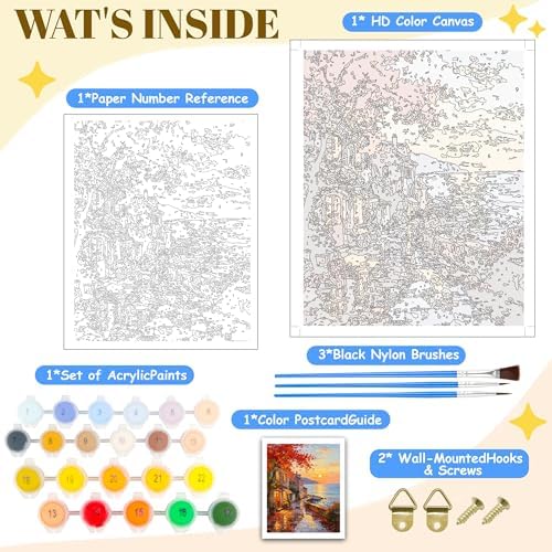 NKVNKV Paint by Numbers Kit for Adults Beginners, Mountain Adult Paint by Numbers on 20" Lx16 W Canvas for Painting Kits for Adults in Colorful Box，for Gift Home Wall Decor Without Frame - Image 4