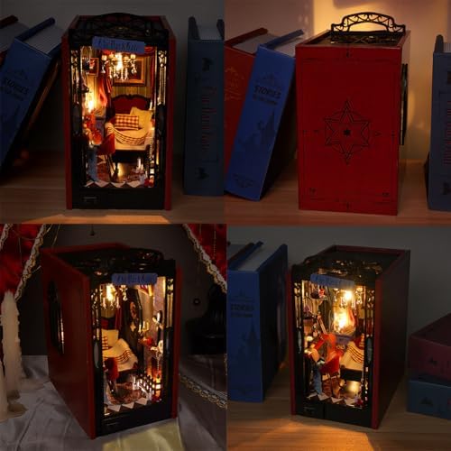 DIY Miniature House Kit, European Style Book Nook Kit, Illusion Mirror Design Miniature Dollhouse Kit, Booknook Bookshelf Desktop Decor Model Build Creativity Gift for Women and Adults - Image 6