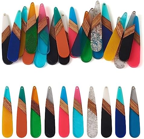FASHEWELRY 20Pcs Teardrop Resin Wood Earrings Charms Drop Wooden Earring Blanks Earring Findings Bohemian Wooden Earring Pieces for Jewelry Making by FASHEWELRY