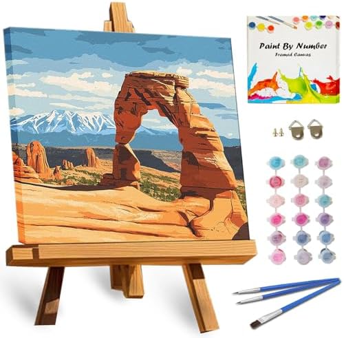 TOCARE Framed Paint by Numbers Kit for Adults, Arches National Park Paint by Number with Frame, Small Paint by Numbers Framed Canvas Utah Scenery for Home Wall Decor (10x10 Inch, Without Easel) by TOCAREDirect