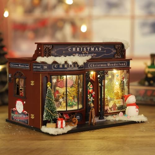 fifijoy Christmas Miniature Dollhouse Kit, DIY Dollhouse Miniature House Kit for Adults, Tiny House Kits Mini Model Building Sets with Music (Christmas Wonderland) - Image 6