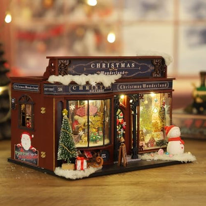 fifijoy Christmas Miniature Dollhouse Kit, DIY Dollhouse Miniature House Kit for Adults, Tiny House Kits Mini Model Building Sets with Music (Christmas Wonderland) - Image 6